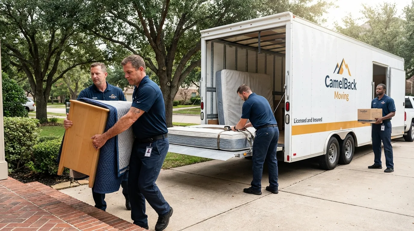 Crew loading residential truck for cross-state move from Flat Rock, NC