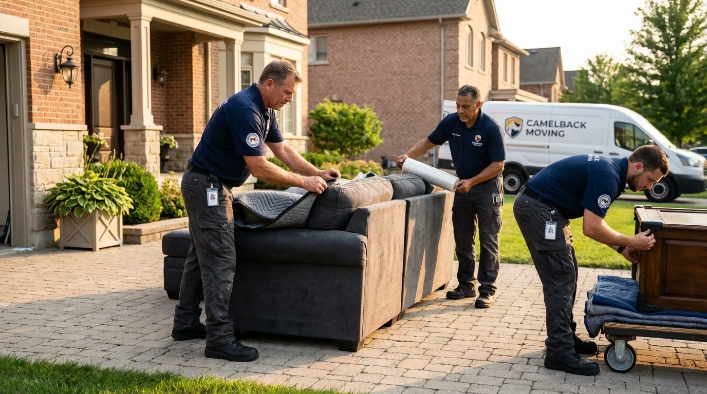 Large estate moving crew wrapping furniture in Flat Rock, NC